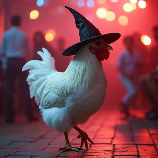 gallina bailando en la disco