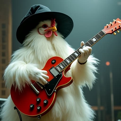 saca una guitarra eléctrica Gibson y se pone tocarla