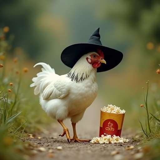 en el camino tiene hambre y empieza a comer pochoclos