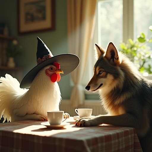 luego el lobo y la gallina se van a tomar un te